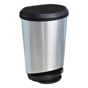 Lixeira De Piso Oval Inox Com Pedal 10l 38x20x25cm