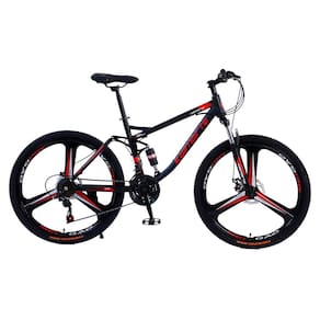 Bicicleta Aro 26 Terra Viva 21 Marchas Aço Carbono Bike Roda Liga Magnésio Preta Vermelha WCT Fitness