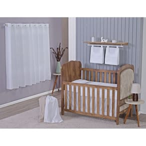 Enxoval de Bebe Kit de Berço Americano Cortina Algodão Menino Menina 7 Peças