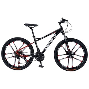 Bicicleta Aro 26 Bike 21 Vel Marchas Freio a Disco Quadro Aço Carbono Cor Preto Vermelho WCT FITNESS