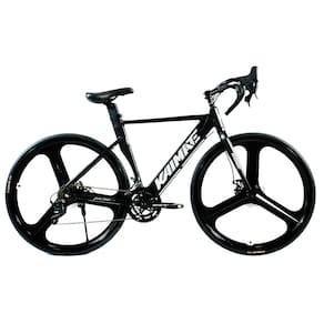 Bicicleta Speed Aro 700 Bike 16V AeroEdge Roda Liga de Alumínio Magnésio Freio a Disco Quadro Alumínio Resistente Leve Cor Preto - WCT FITNESS