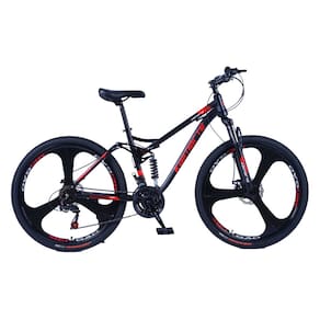 Bicicleta Aro 26 Bike Roda Magnésio WCT FITNESS 21 Marchas Aço Carbono Preta Vermelha