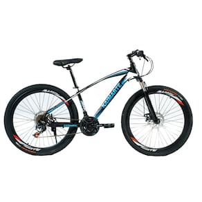 Bicicleta Aro 26 Bike 21 Vel Marchas Freio a Disco VorteX Quadro Aço Carbono Leve Resistente Cor Preto/Azul - WCT FITNESS