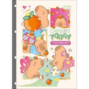 Refil Caderno Argolado Fichário Colegial Capivara 80 folhas 17,7cmx24,0cm Capyclub - Tilibra