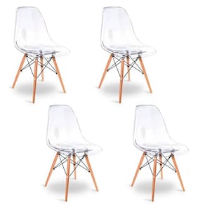Kit de 4 Cadeiras Eiffel em Acrílico com Pés de Madeira RF3027 Mozaic