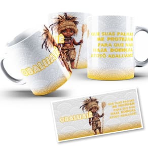 Caneca Obaluaê Mirim Coleção Orixás Umbanda Candomblé 325ml