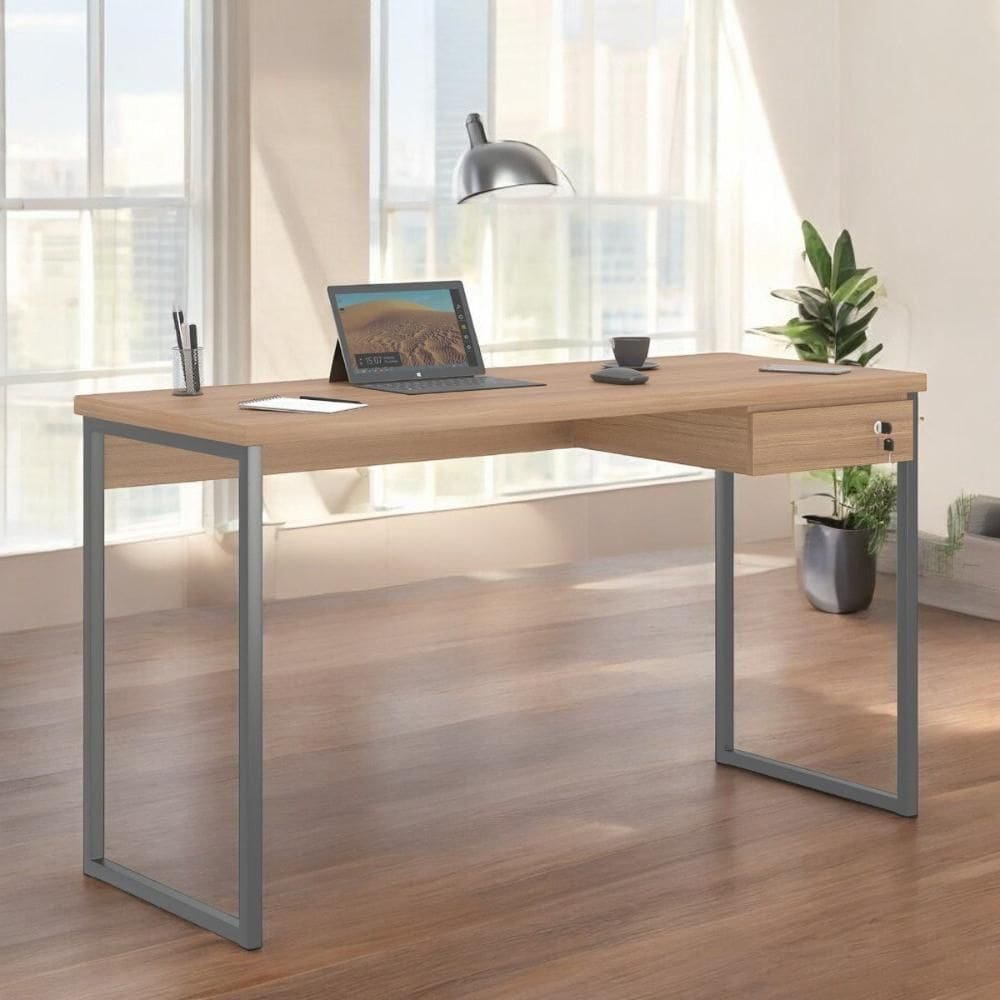 Mesa Home Office Escrivaninha Industriale 1,36 Montana Com Gaveteiro