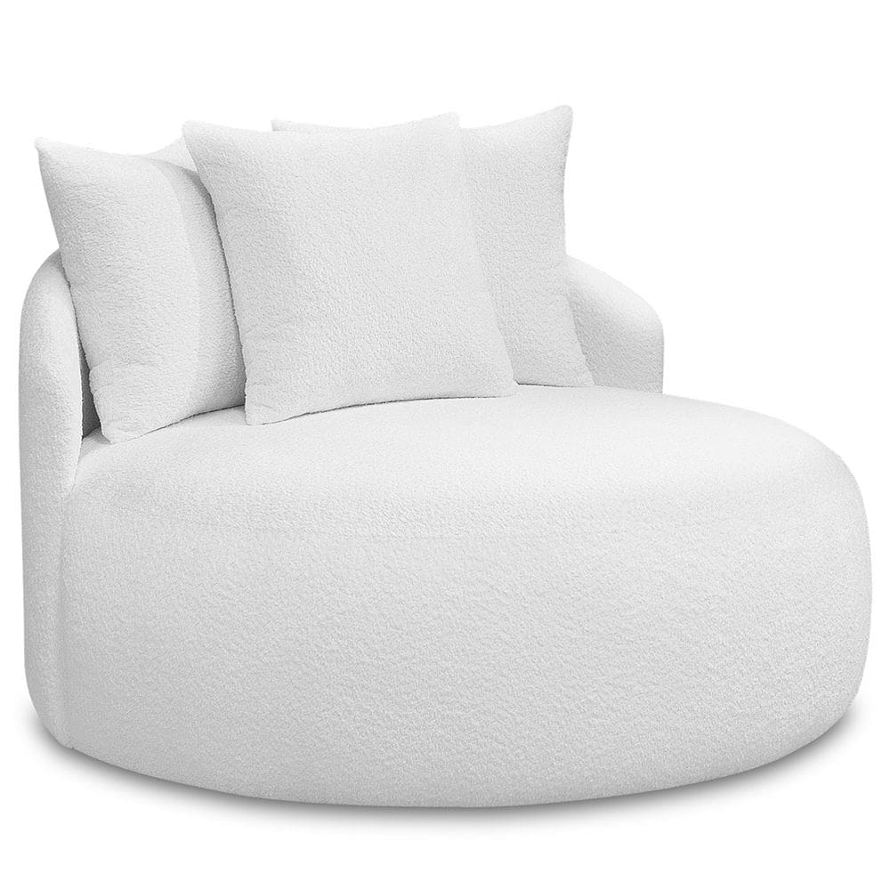 Poltrona Decorativa Giratória Orgânica Persa D06 Bouclê Off White - Lyam Decor