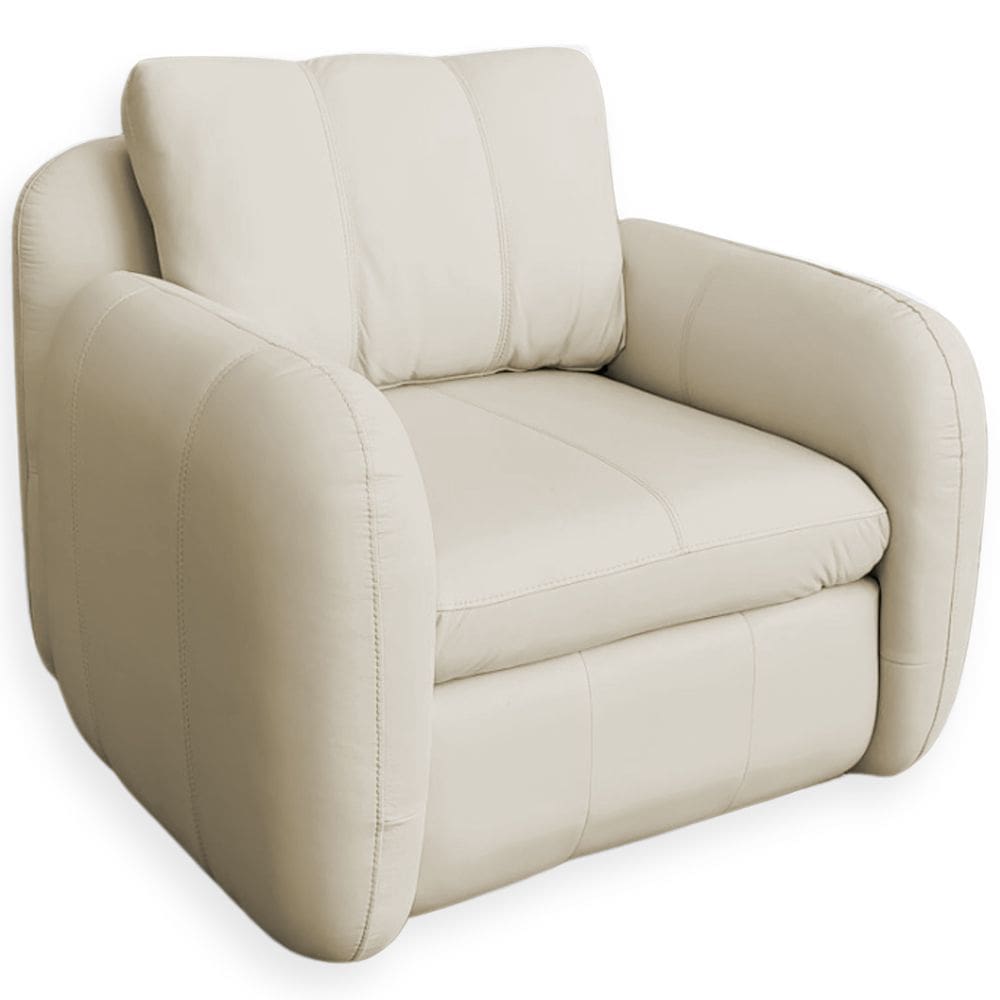 Poltrona Decorativa Orgânica Sala de Estar Living Eliot F04 Couro Off White - Lyam Decor