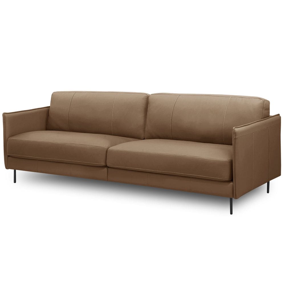 Sofá 3 Lugares Para Sala Living Industrial 240cm Romero L06 Couro Marrom Claro - Lyam Decor