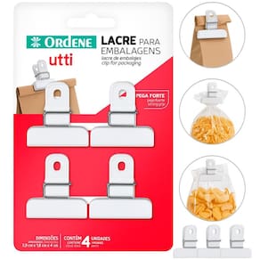 Kit4 Lacre Fechar Embalagem Alimento Prendedor Grampo Ordene