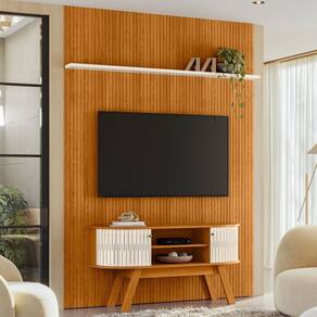 Rack com Painel Frisado para TV até 65 Polegadas 2 Portas Flexíveis com Pés New Silverstone Madetec