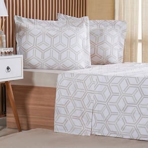 Jogo de Cama Queen 4 Pçs 200 Fios 100% Algodão 160x200x35cm
