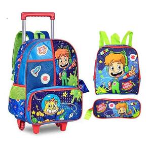 Kit Mochila Gato Galáctico Galático Infantil Escolar Rodinha