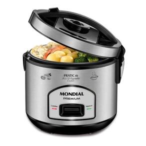 Panela Elétrica de Arroz Mondial Pratic 6i Premium Preto/Inox 500W 127V - PE-43-6X