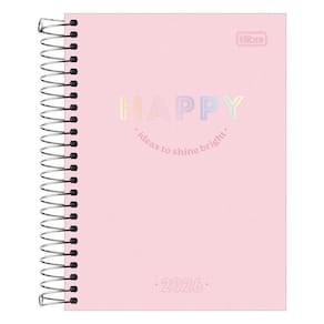 Agenda Diária 2026 Espiral M4 176Fls Happy Rosa Tilibra