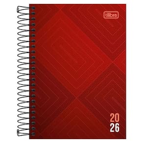 Agenda Diária 2026 Espiral M5 176Fls Zip Vermelho Tilibra