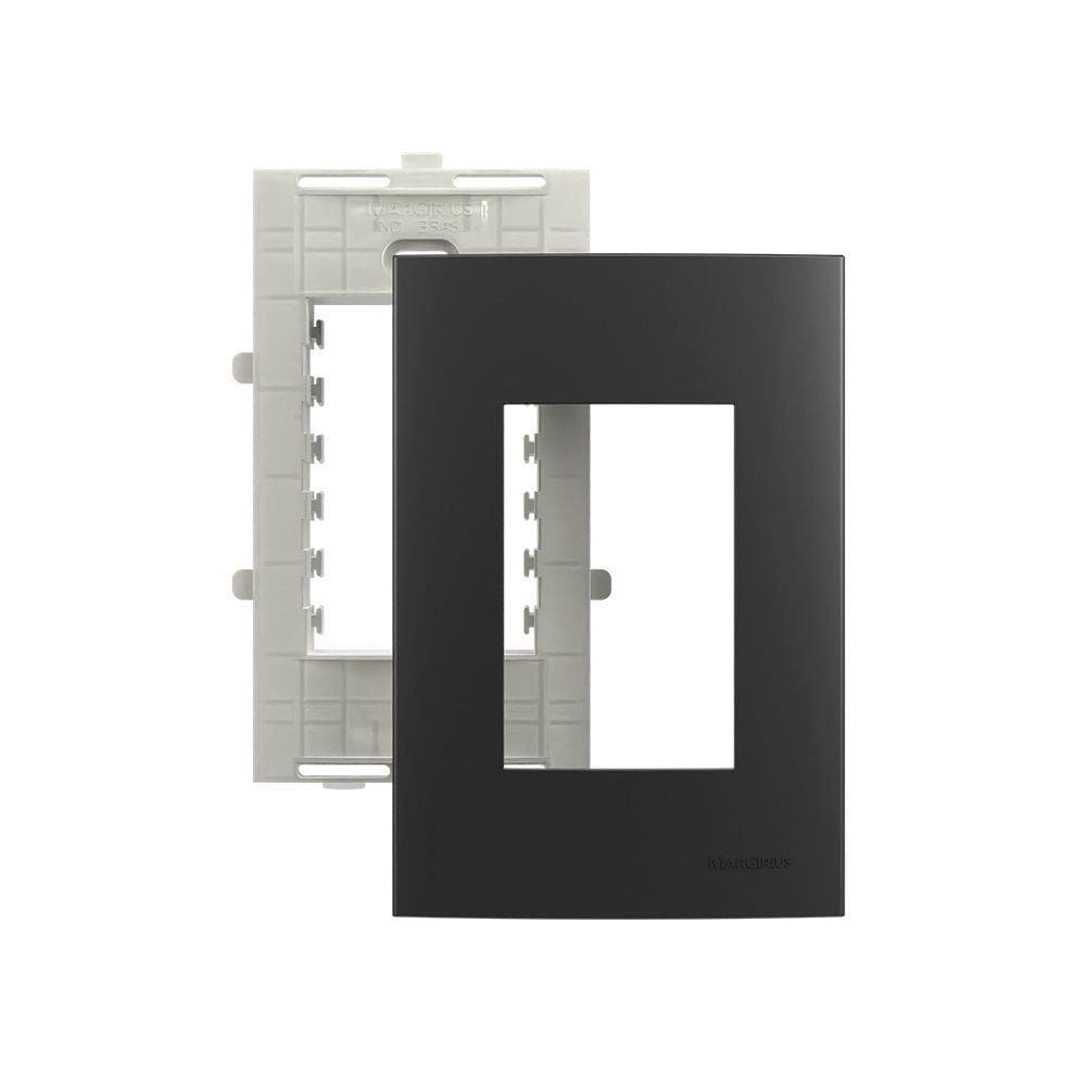 Placa com Suporte MarGirius Sleek Colors 4x2 para 3 Módulos Horizontais Grafite