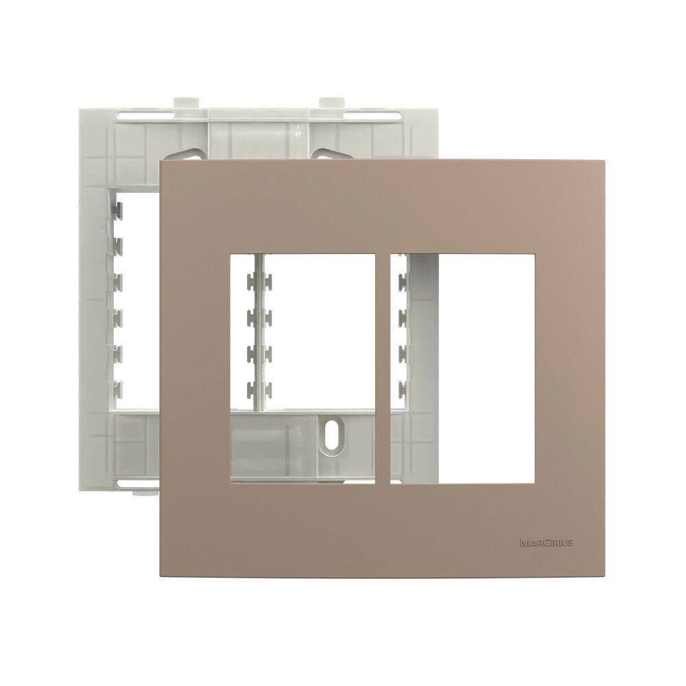 Placa com Suporte MarGirius Sleek Colors 4x4 para 6 Módulos Horizontais Argila