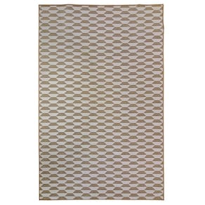 Tapete Sala Decorativo 100X150 Cm Geometrico Colmeia Bege