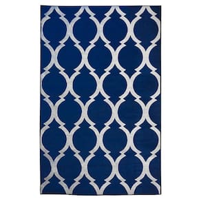 Tapete Sala Decorativo 100X150 Cm Geometrico Arabesco Azul
