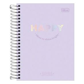 Agenda Diária 2026 Espiral M4 176Fls Happy Lilás Tilibra