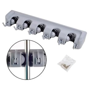 Suporte Multiuso Organizador Porta Vassoura Rodo Cozinha Cor:Cinza