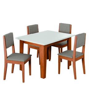 Conjunto Sala de Jantar Mesa Miami Quadrada 0,90m 4 Cadeiras Trento Madeirado/Mascavo Dobuê