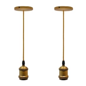 Kit 2 Lustres Pendentes Luminária Vintage Metal Dourado