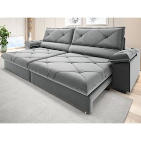 Sofá com Carregador USB e Molas no Assento Retrátil Reclinável Maestro 2,10m Veludocristal - NETSOFAS