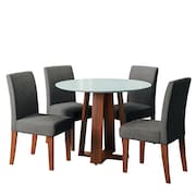 Conjunto Sala de Jantar Mesa Athenas Redonda 4 Cadeiras Trieste Madeirado/Mascavo Dobuê