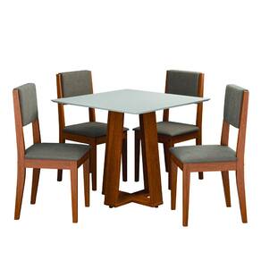 Conjunto Sala de Jantar Mesa Athenas Quadrada 0,90m 4 Cadeiras Trento Madeirado/Mascavo Dobuê