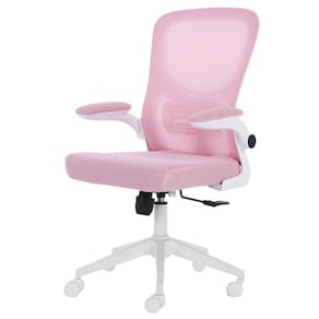 Cadeira Escritório Giratória Diretor ANM207D Anima Tela em Poliéster Rosa Base Rodízio Nylon Branco