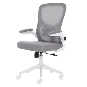 Cadeira Escritório Giratória Diretor ANM207D Anima Tela em Poliéster Cinza Base Rodízio Nylon Branco