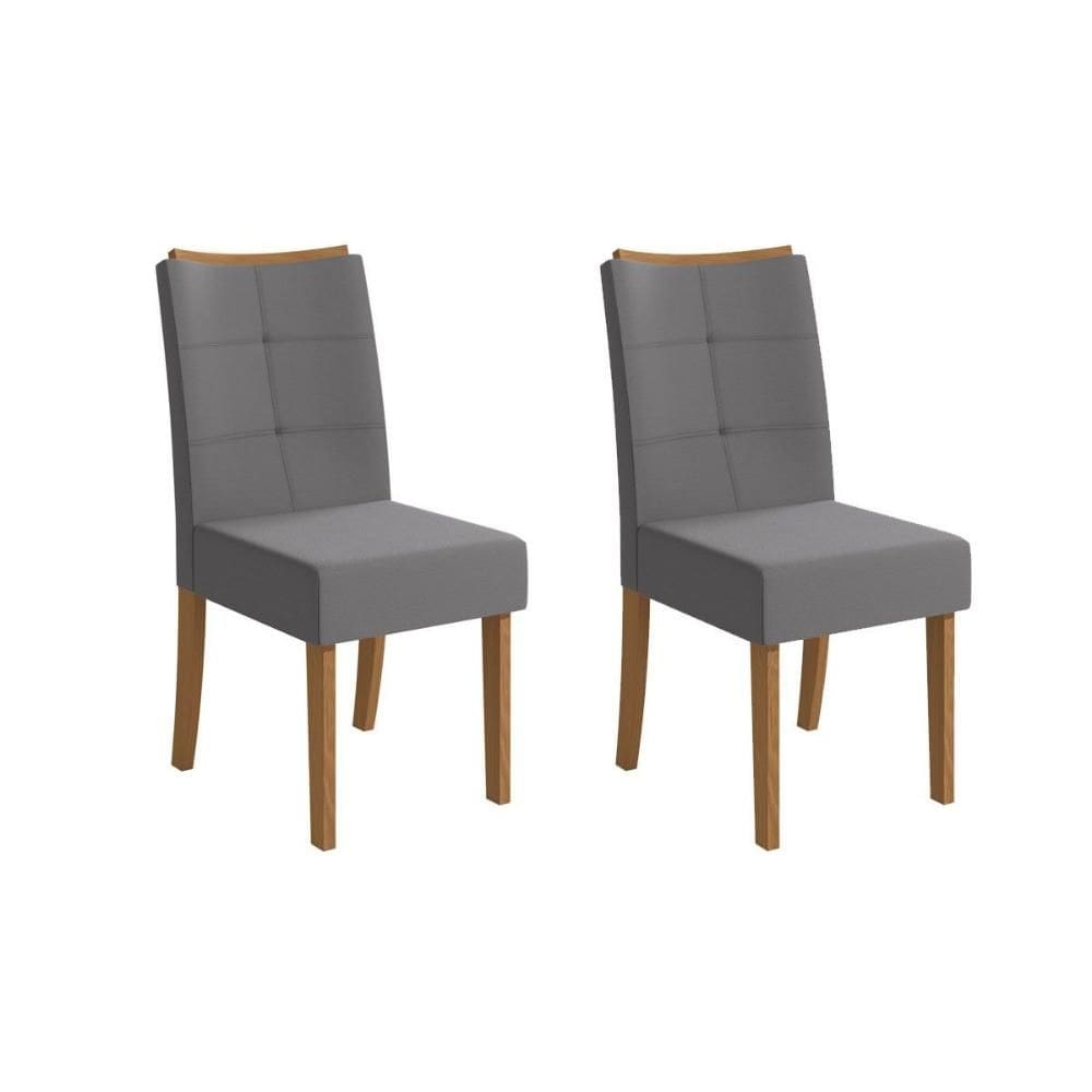 Cadeira Sala de Jantar Elva 2CAD162 Madeirado Kit 2 Un Canela/Suede Cinza - Kappesberg