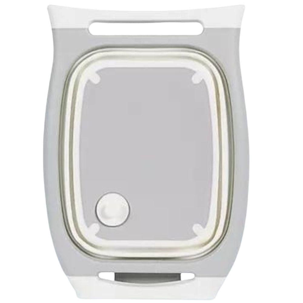 Tábua de Cozinha Dobrável 3 em 1 - Função Para Corte, Bacia e Escorredor Cor:Cinza