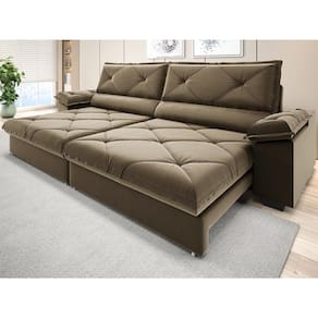 Sofá com Carregador USB e Molas no Assento Retrátil Reclinável Maestro 2,90m Veludocristal - NETSOFAS