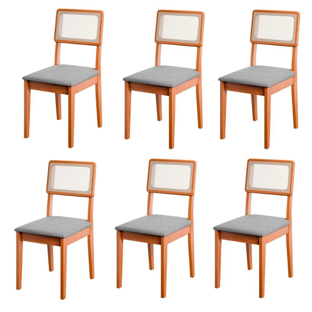 Conjunto de 6 Cadeiras de Jantar Santiago em Tecido Boucle