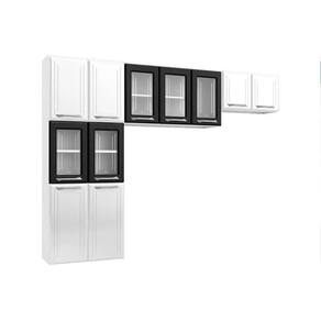 Kit de Cozinha Compacta Topazio c/ 11 Portas ( 5 c/ Vidro ) Preto - Telasul