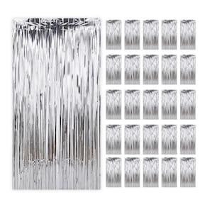 Kit 50 Cortina Fitas Metalizadas Prata Decoração