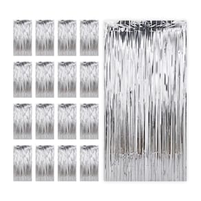 Kit 30 Cortina Fitas Metalizadas Prata Decoração