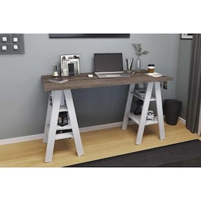 Mesa de Computador MB 1034 Rustico/Branco - Movelbento