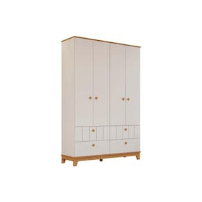 Guarda Roupa Infantil c/ 4 Portas e 4 Gavetas Biscoito Off White/Nature - Permóbili Baby