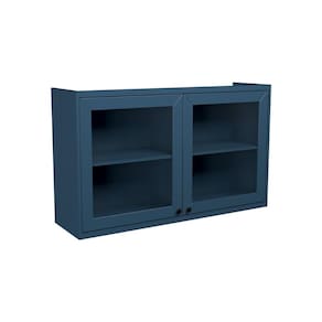 Armário Aéreo p/ Cozinha Évora PH 3122 c/ 2 Portas c/ Vidro 120cm Azul - Herval