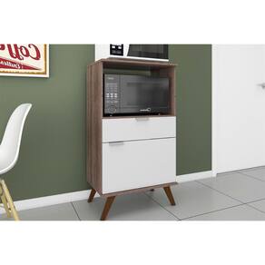 Paneleiro de Cozinha Retrô c/ 1 Porta e 1 Gaveta Rustico/Branco - Movelbento