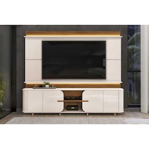 Home p/ TV até 75 Pol Lord c/ 4 Porta 240x200cm Off White/Freijó - DJ Móveis