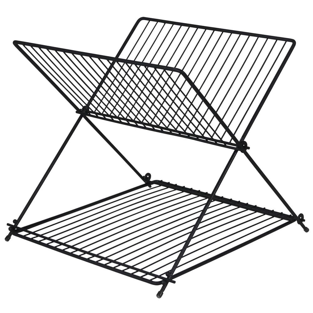 Escorredor De Loucas 2 Niveis Dobravel X Preto Viena