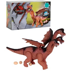 Dinossauro Dragão Brinquedo Com 3 cabeças Com Luz LEDs e Som