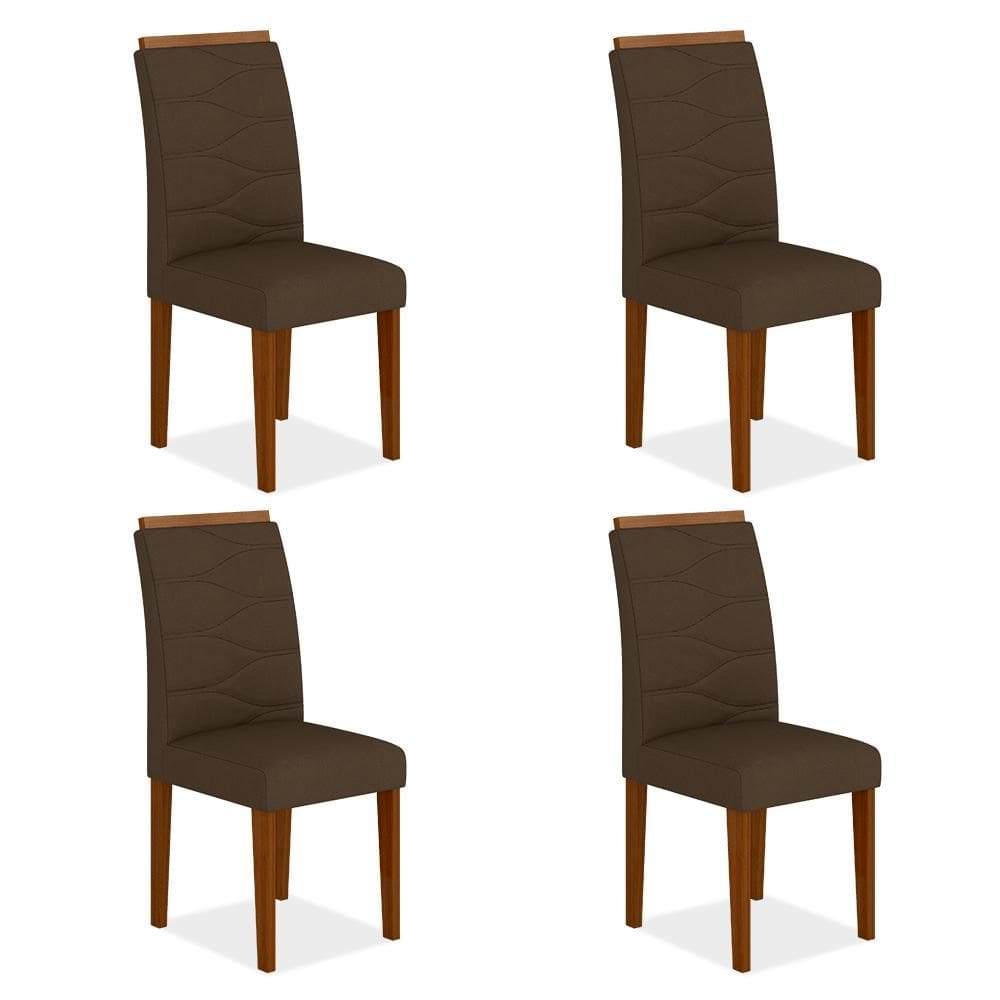 Kit 04 Cadeiras Vitória Wood Cinamomo/ Marrom - Moveis Arapongas