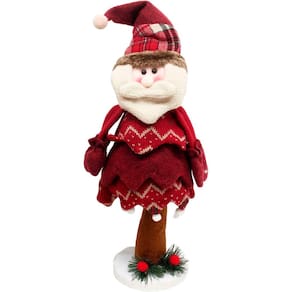 Boneco Decorativo Natal Papai Noel Em Tecido Com Mola 40cm